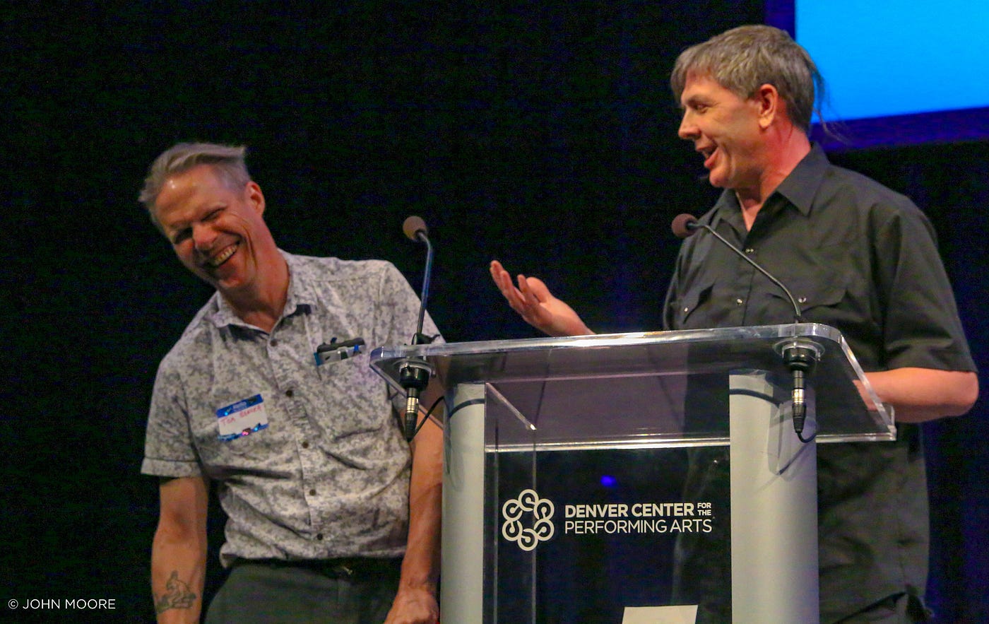 Tim Banger & Andrew Novick share the stage at the Immersive Retrospectacle.